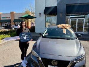 A woman who received a car